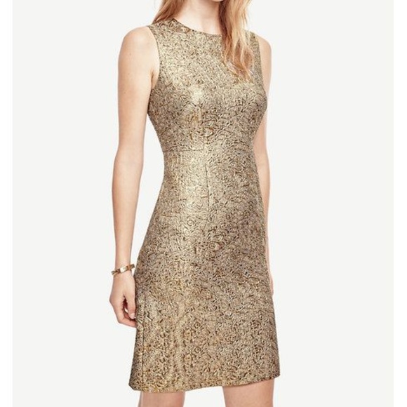 ANN TAYLOR GOLDEN SHIMMER SHEATH DRESS - Picture 1 of 1